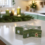 Green Star Christmas Tin Storage Boxes | Cookie Biscuit Tin Star Gift Box 19cm Tin - Tophatter Daily Deals