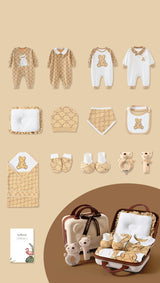 Baby Gift Box Set British Style Teddy Bear Password Suitcase Yellow 16pieces 0 - Tophatter Daily Deals