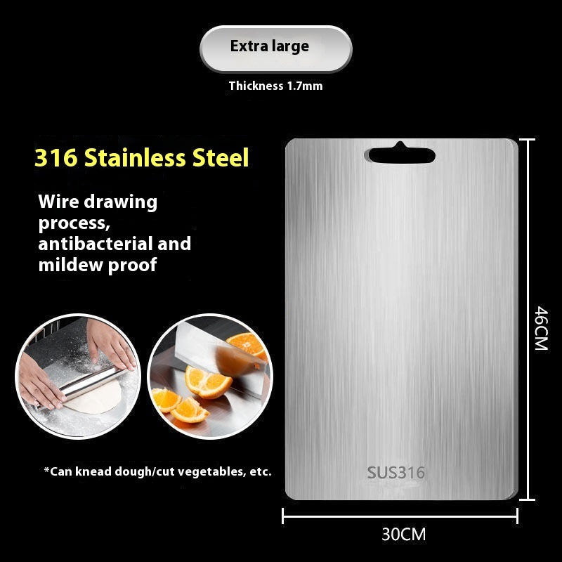 316 Stainless Steel Thickened Cutting Board Oversized Mildew-proof Household Kitchen Panel Couple Available 46x30cm Square 0 - Tophatter Daily Deals