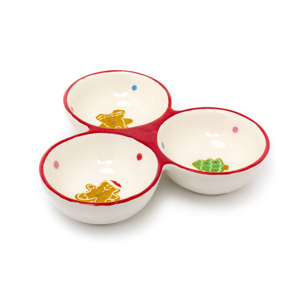 3 Compartment Christmas Gingerbread Serving Platter | Christmas Snack Bowls Plate - Tophatter Daily Deals