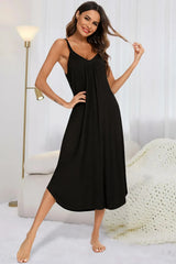 V-Neck Midi Lounge Dress Sleep Dresses - Tophatter Daily Deals