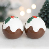 Christmas Pudding Salt & Pepper Shakers | Ceramic Christmas Salt & Pepper Pots Salt and Pepper Shakers - Tophatter Daily Deals