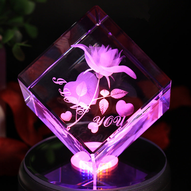 3D Crystal Inner Carved Rose Ornaments One rose 7 - Tophatter Daily Deals