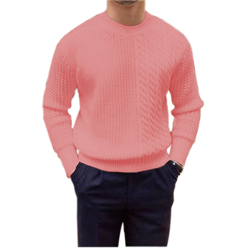 Warm Men's Knit Sweater - Crewneck Cable Panel, Wool Winter Pink 3D Changing Face Moving Picture Frame - Tophatter Daily Deals
