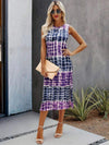 Slit Printed Round Neck Sleeveless Dress Casual Dresses - Tophatter Daily Deals