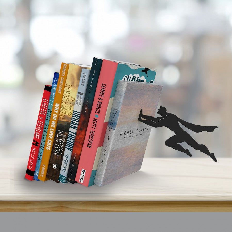 Superhero Bookend Figurines Metal Bookshelf Decor Desktop Ornament Office Desktop Accessories Bookshelf Home Decoration - Tophatter Daily Deals