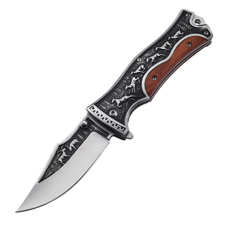 Wolf head self-defense sharp fruit knife Red - Tophatter Daily Deals