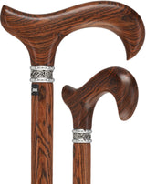 Luxury Natural Bocote Wood Derby Cane - Nature's Design - Collar Option Derby Classic Walking Canes - Tophatter Daily Deals