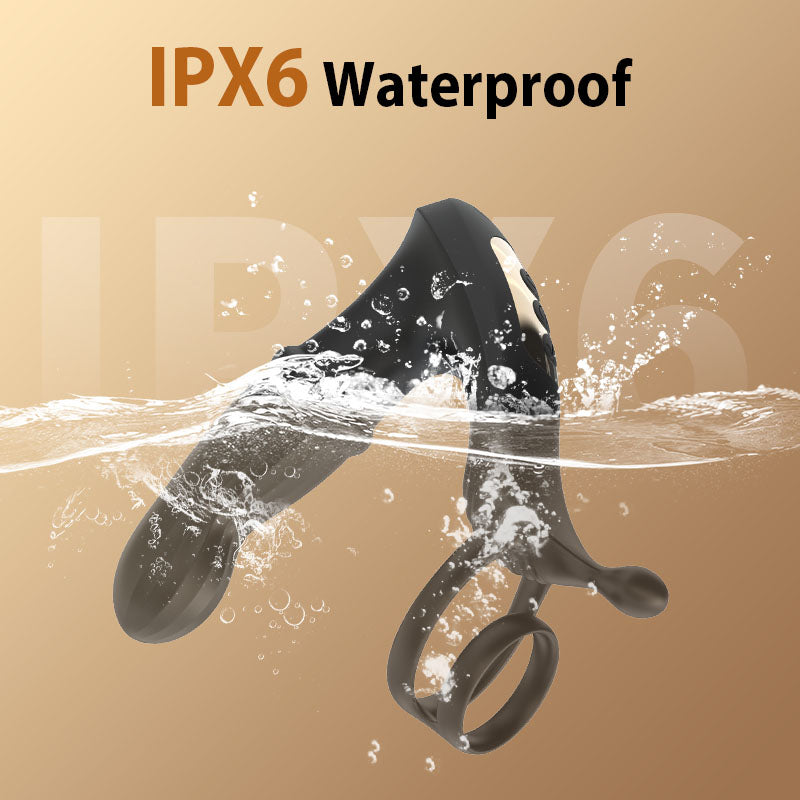 Acmejoy - Thrusting Prostate Massager With Double Cock Rings Anal Toys - Tophatter Daily Deals