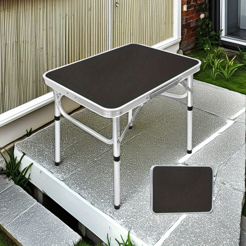 Adjustable Height Folding Table Portable Black Folding Tables - Tophatter Daily Deals