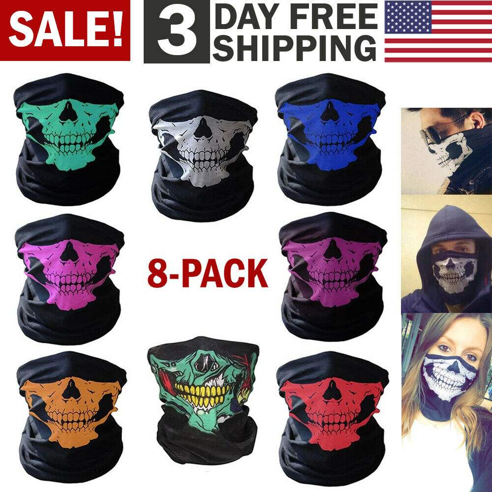 Skull Mask Half Face Bandana Skeleton Ski Motorcycle Biker Balaclava Tube Masks Bluetooth Speaker Lamp - Tophatter Daily Deals