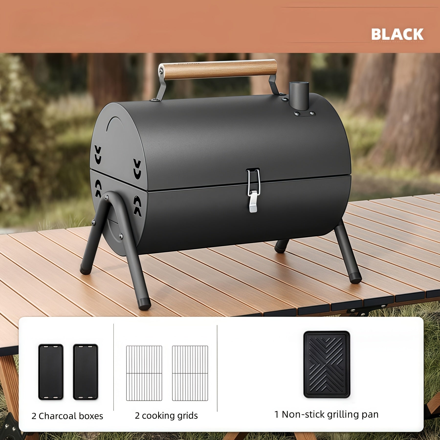 Double-Sided Charcoal Grill with Lid Kitchen Appliances - Tophatter Daily Deals
