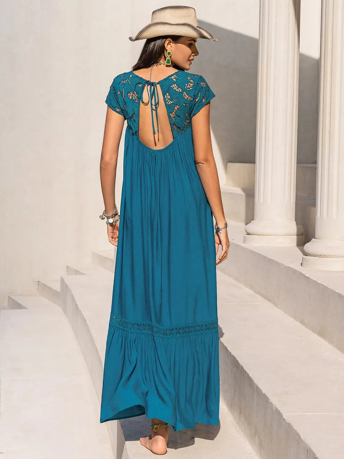 Round Neck Short Sleeve Maxi Dress Casual Dresses - Tophatter Daily Deals