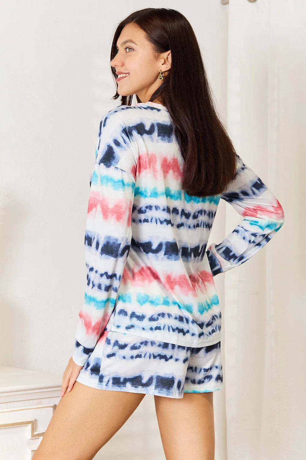 Tie-Dye Dropped Shoulder Lounge Set Loungewear Sets - Tophatter Daily Deals