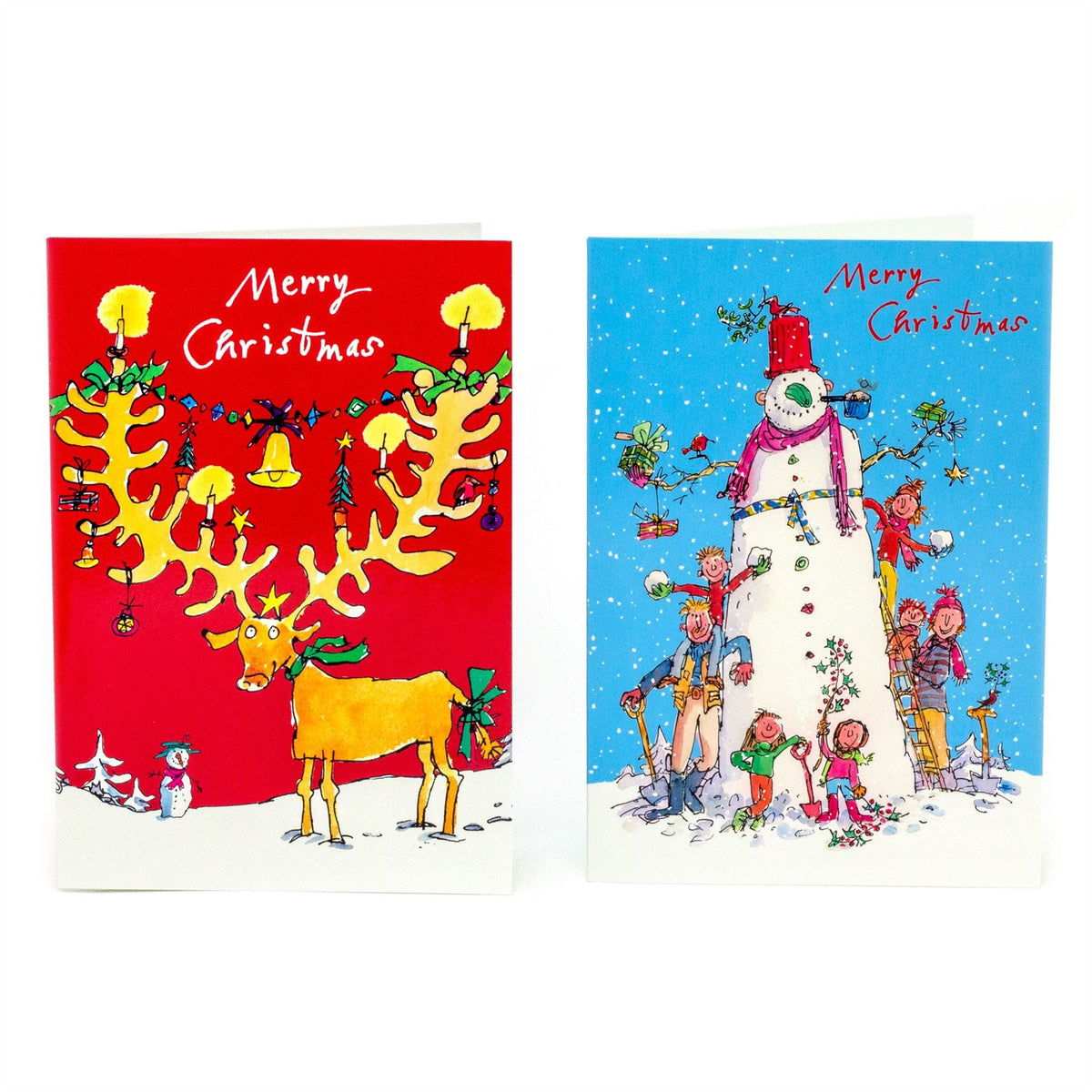 Pack of 20 Quentin Blake Charity Christmas Cards | Box with 5 Designs for NSPCC Greeting Card - Tophatter Daily Deals