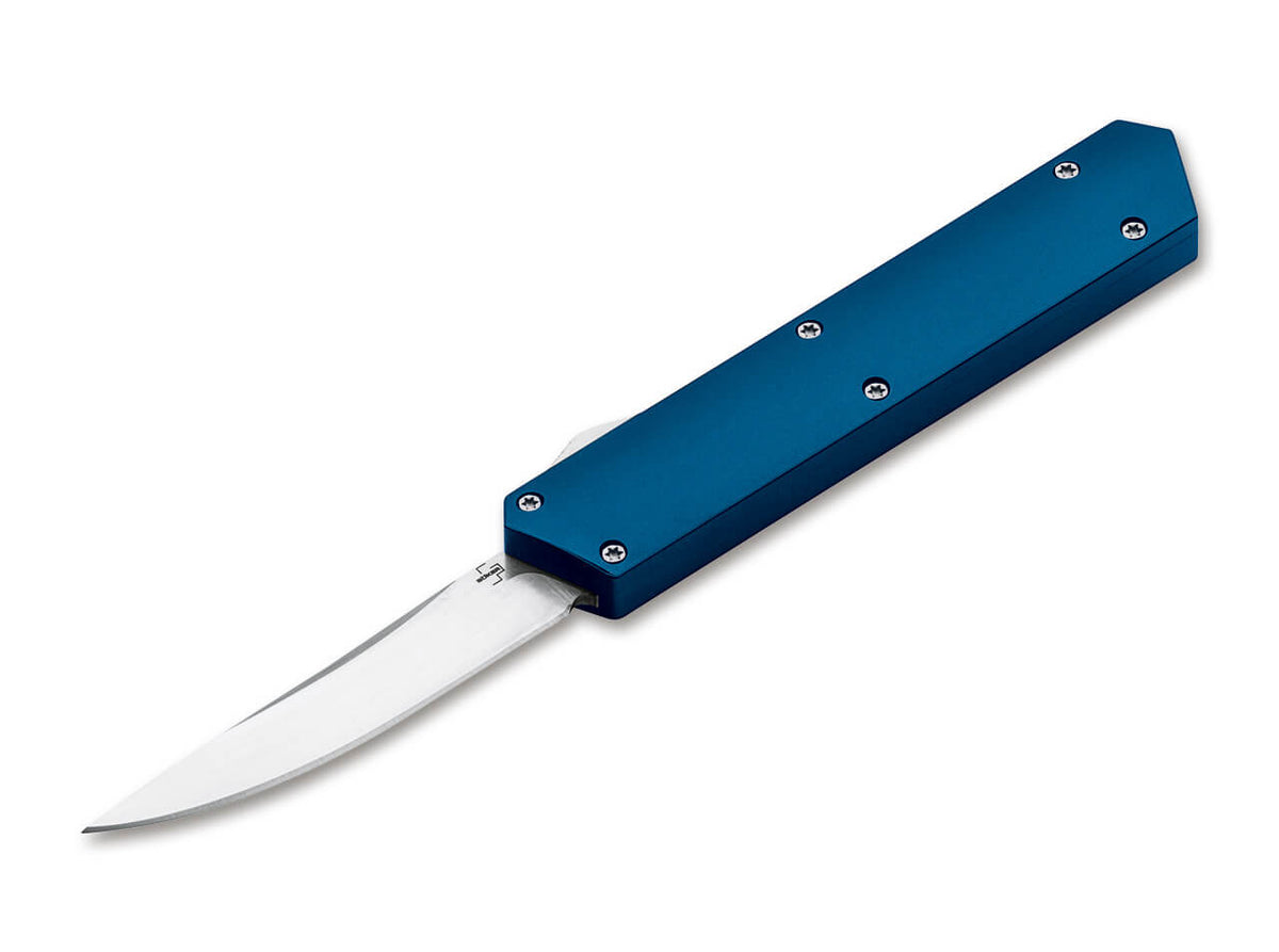 Boker Plus Kwaiken - Blue Aluminum Handle - D2 Steel - Automatic - 06EX550 Knives - Tophatter Daily Deals