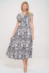 RENEE C Printed Smocked Waist Maxi Dress Casual Dresses - Tophatter Daily Deals