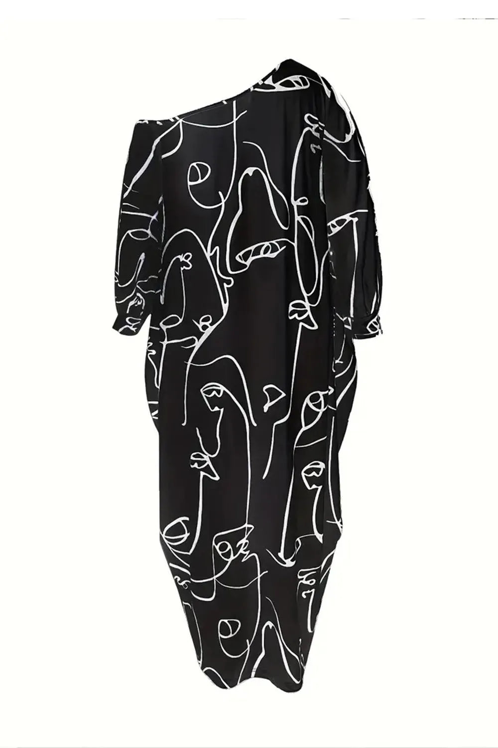 Printed Single Shoulder Lantern Sleeve Maxi Dress Casual Dresses - Tophatter Daily Deals