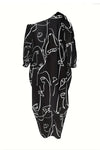 Printed Single Shoulder Lantern Sleeve Maxi Dress Casual Dresses - Tophatter Daily Deals