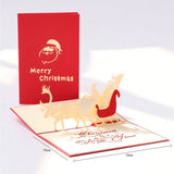 3d Christmas Greeting Card Stereo Christmas Tree Card Creative Sleigh Red 0 - Tophatter Daily Deals