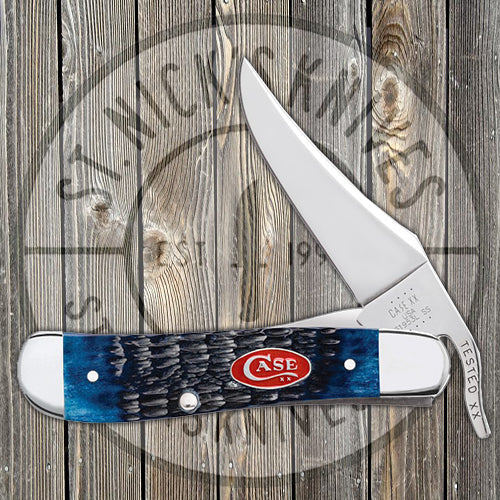 Case RussLock - Navy Blue Jigged Bone - 07057 Traditional Knives - Tophatter Daily Deals