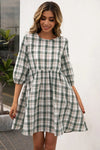 Ivy Lane Plaid Round Neck Mini Dress Casual Dresses - Tophatter Daily Deals