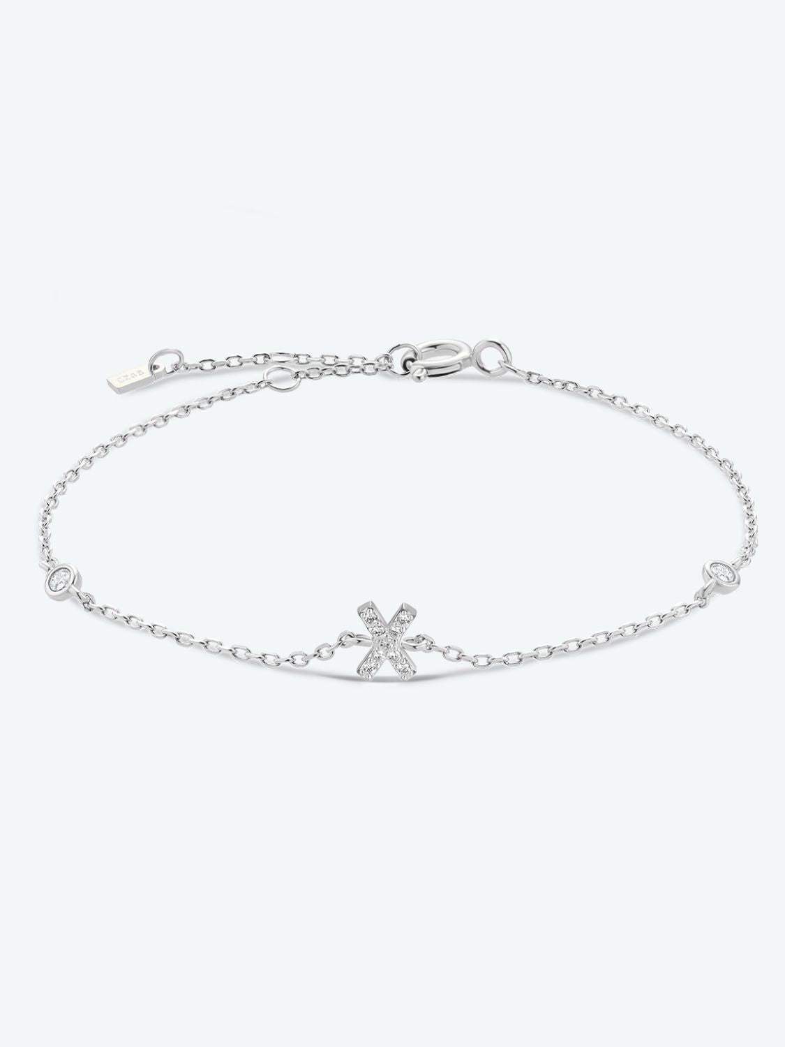 V To Z Zircon 925 Sterling Silver Bracelet X Silver One Size Bracelets - Tophatter Daily Deals