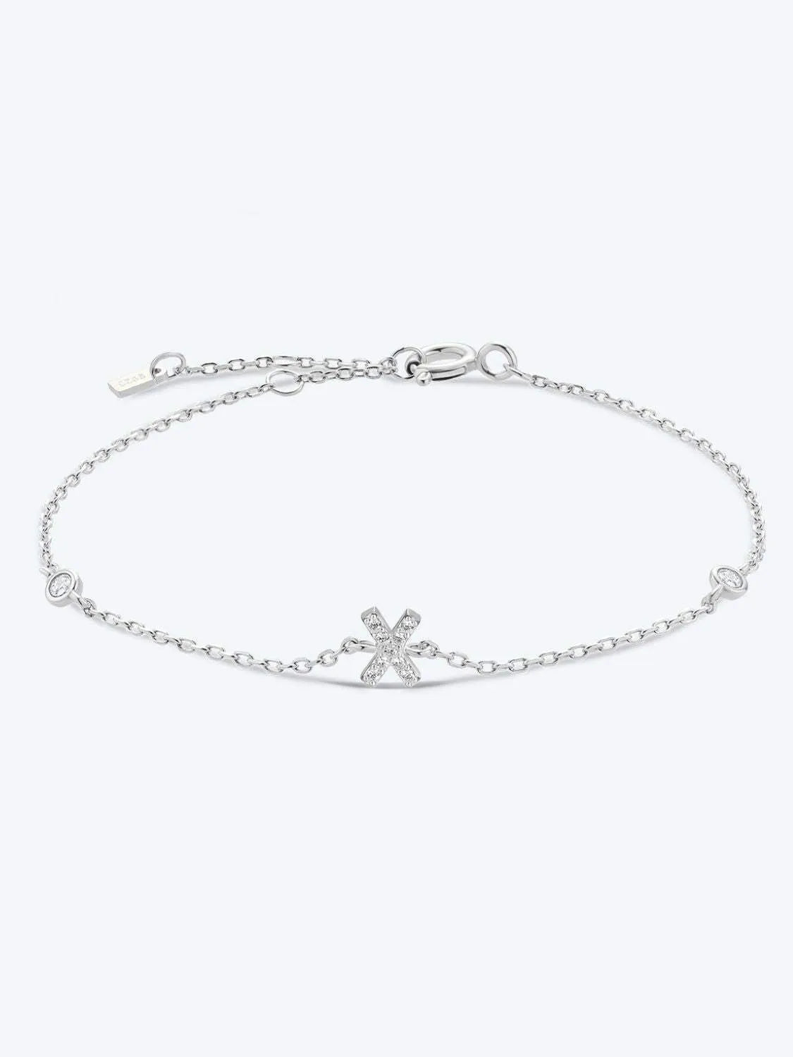 V To Z Zircon 925 Sterling Silver Bracelet X Silver One Size Bracelets - Tophatter Daily Deals