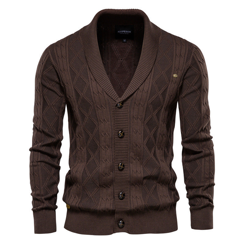 Soft Classic Men’s Cardigan - Shawl V Neck, Cotton Knit Coffee 3D Changing Face Moving Picture Frame - Tophatter Daily Deals