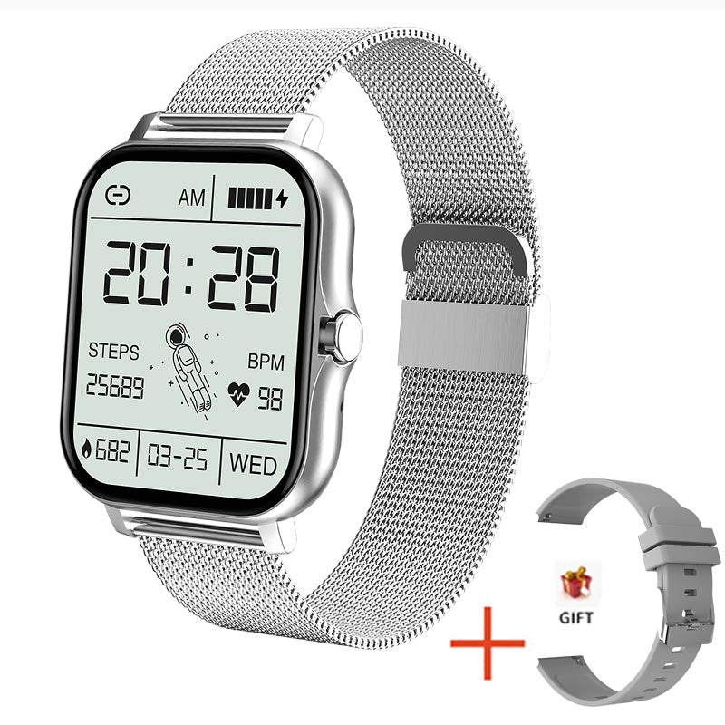 Blood Pressure Heart Rate Sleep Monitoring Sports Bracelet Silverwatch with siliconestrap 0 - Tophatter Daily Deals