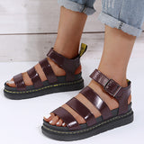 Buckle Sandals Flat PlatformThick Bottom Shoes Women Summer 0 - Tophatter Daily Deals