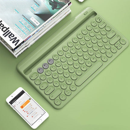 Bluetooth Keyboard Android Can Connect To Mobile Phone Tablet Notebook Mute Cute Green USB 0 - Tophatter Daily Deals