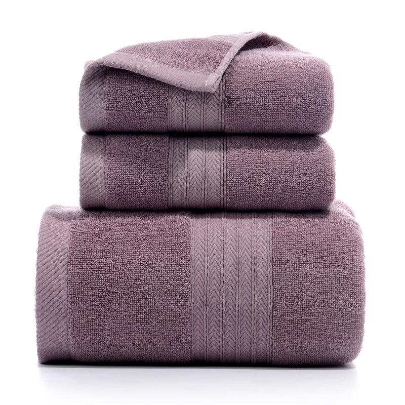 Bath Towel Three-piece Gift Box Fishbone purple 0 - Tophatter Daily Deals