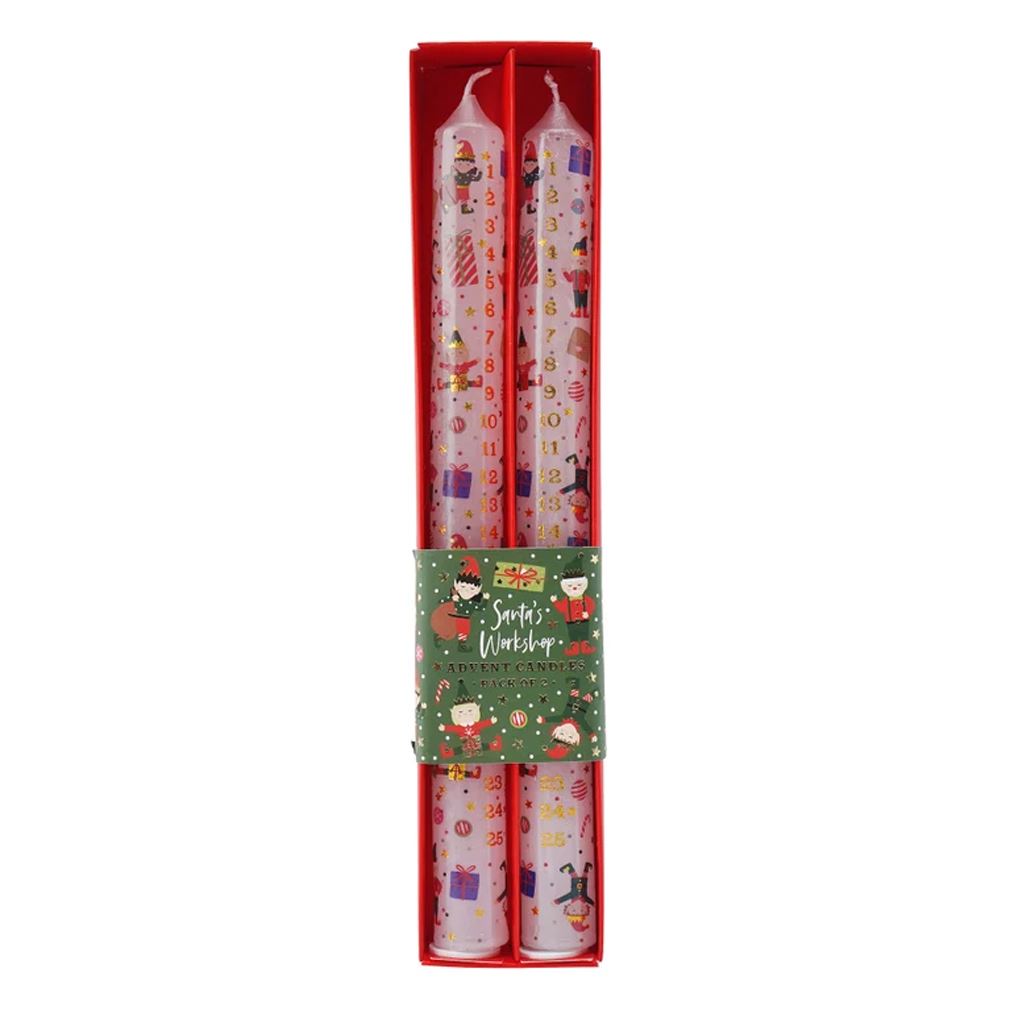 Set of 2 Santas Workshop Christmas Advent Candles | Advent Christmas Candles Advent Candle - Tophatter Daily Deals