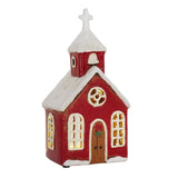 Ceramic Christmas Church Tealight Holder | Candle Holder Christmas Ornament Candle Holder - Tophatter Daily Deals