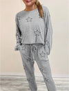 Star Print Long Sleeve Top and Pants Lounge Set Cloudy Blue Loungewear Sets - Tophatter Daily Deals