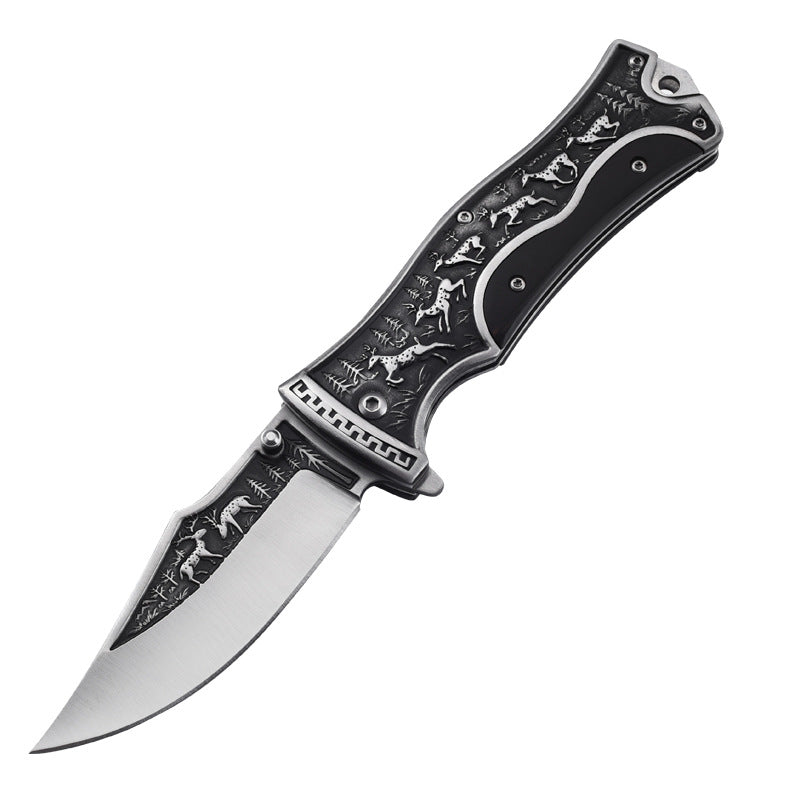 Wolf head self-defense sharp fruit knife Black - Tophatter Daily Deals