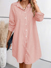 Striped Button Up Long Sleeve Mini Shirt Dress Casual Dresses - Tophatter Daily Deals