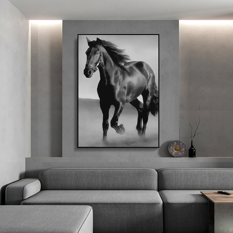 Art Canvas Animal Dark Horse Wall Art Living Room Home Decor 0 - Tophatter Daily Deals