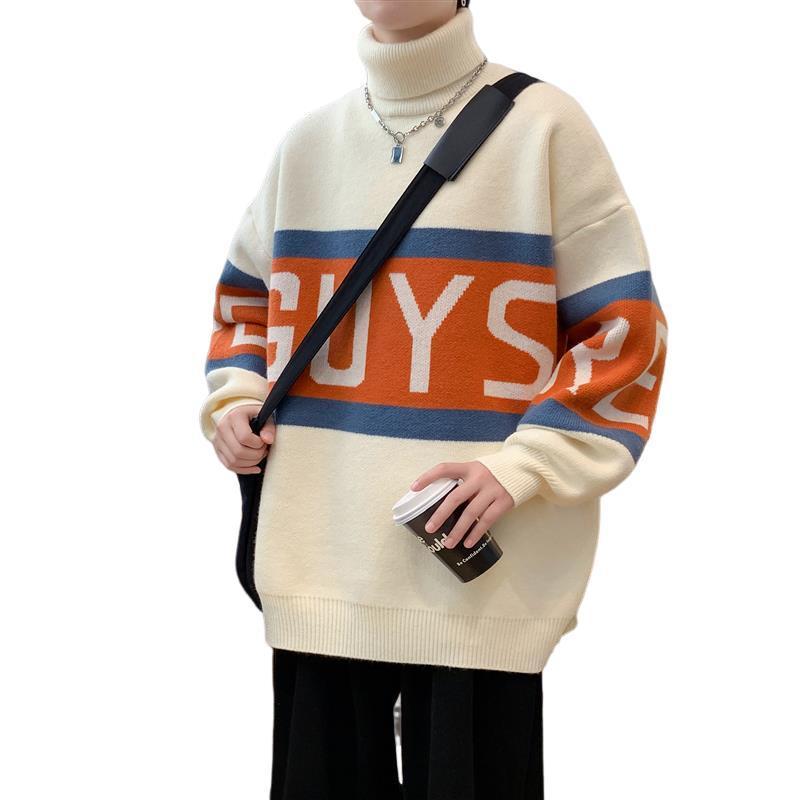 Oversized Turtleneck Sweater - Dropped Shoulder Knit Autumn 3D Changing Face Moving Picture Frame - Tophatter Daily Deals