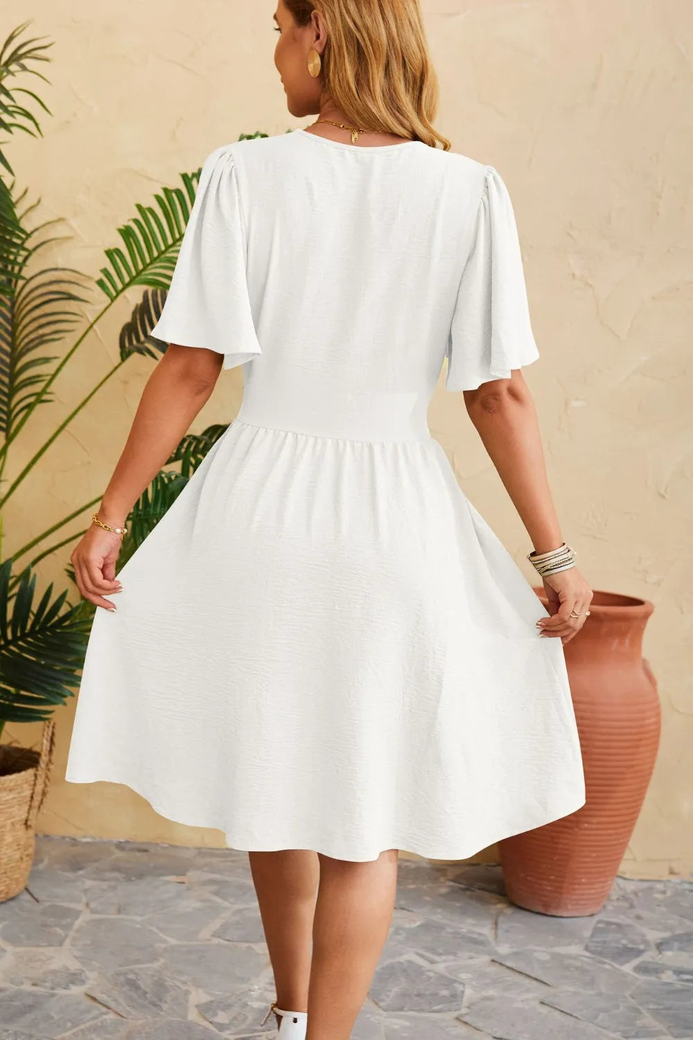 Ruched Surplice Short Sleeve Dress Casual Dresses - Tophatter Daily Deals