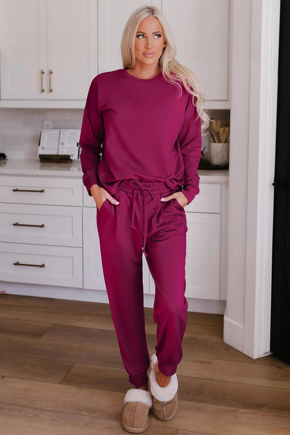Long Sleeve Pullover and Jogger Pants Lounge Set Loungewear & Sleepwear/Loungewear - Tophatter Daily Deals