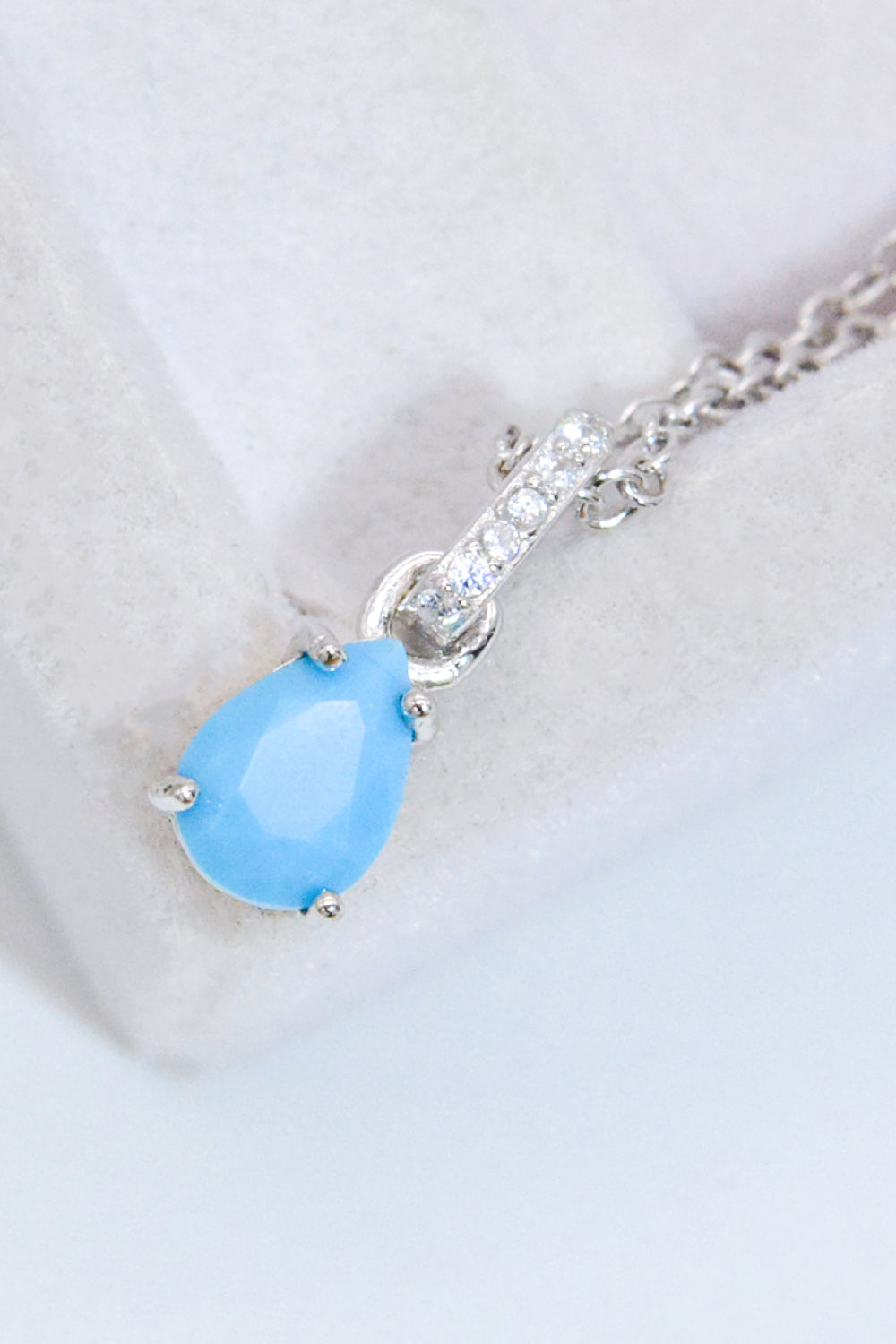 Teardrop Turquoise 4-Prong Pendant Necklace Necklaces - Tophatter Daily Deals