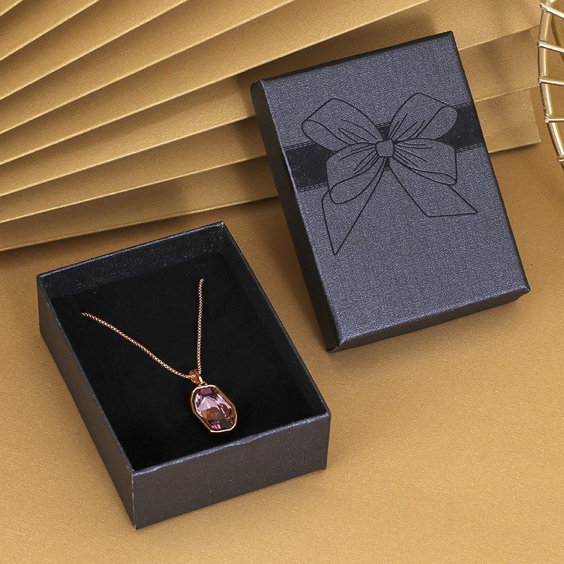Bow Necklace Earrings Packaging Gift Box Black7x9cm 0 - Tophatter Daily Deals