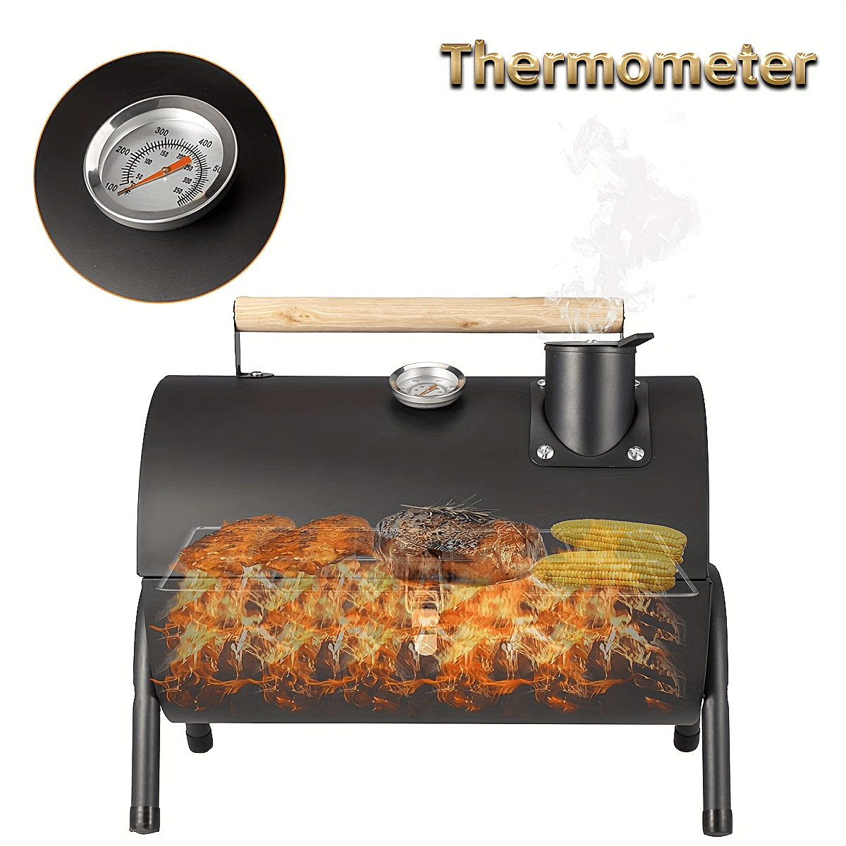 Portable Charcoal Grill BBQ Smoker with Handle Kitchen Appliances - Tophatter Daily Deals