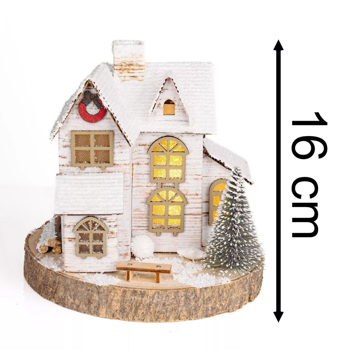 LED Wooden Christmas House | Light Up Christmas Village Ornament - 16x15cm Ornament - Tophatter Daily Deals