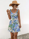 Printed Ruffled Surplice Wide Strap Mini Dress Ultra marine Casual Dresses - Tophatter Daily Deals