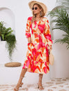 Printed Long Sleeve Midi Dress Casual Dresses - Tophatter Daily Deals