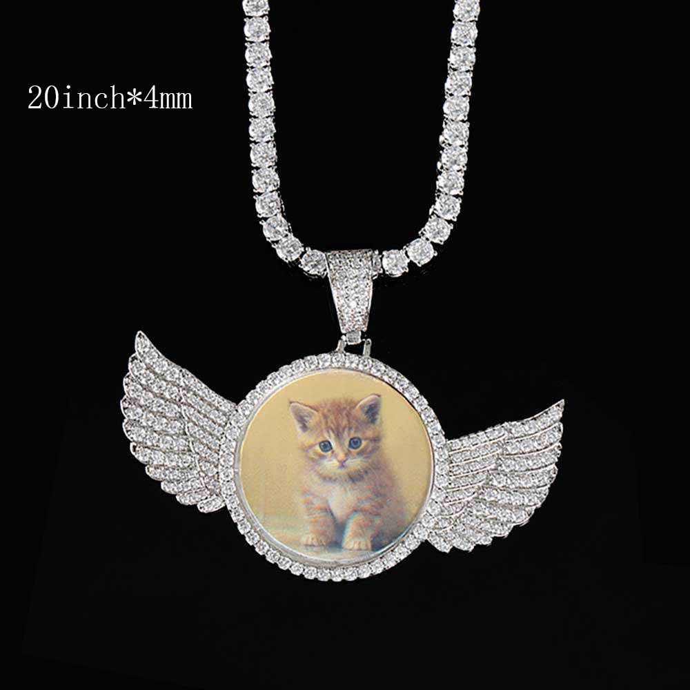 Angel Wings Medallions Custom Photo Pendant Necklace For Men Hip Hop Jewelry Iced Out Pendant Custom Engraved Name Memory Gift H 7 - Tophatter Daily Deals