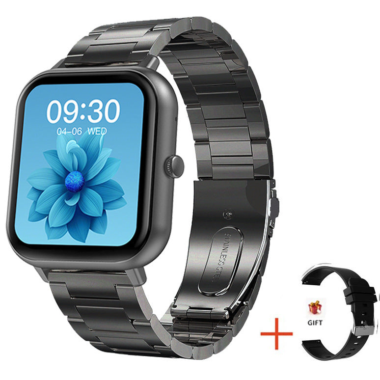 AI Voice Assistant Heart Rate Blood Pressure Blood Oxygen Sleep ZL54C Smart Watch Black Black Three Steel 0 - Tophatter Daily Deals